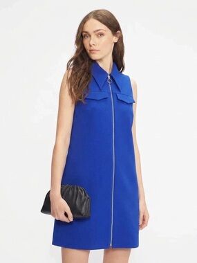 New Ted Baker 60's Aline Shift Mini Dress Size 1 Blue Office Business Wear